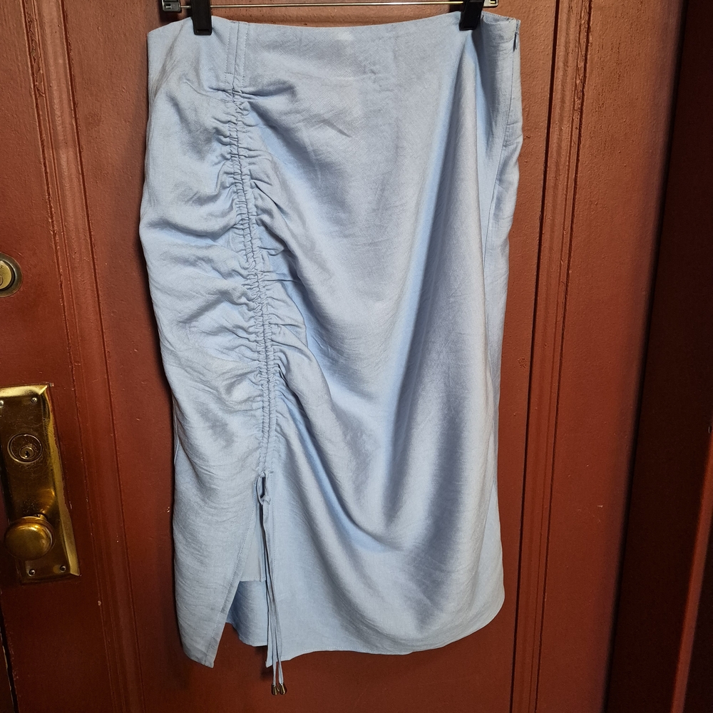 BCBG Women' Light Blue Ruched Pencil Skirt Size Large
